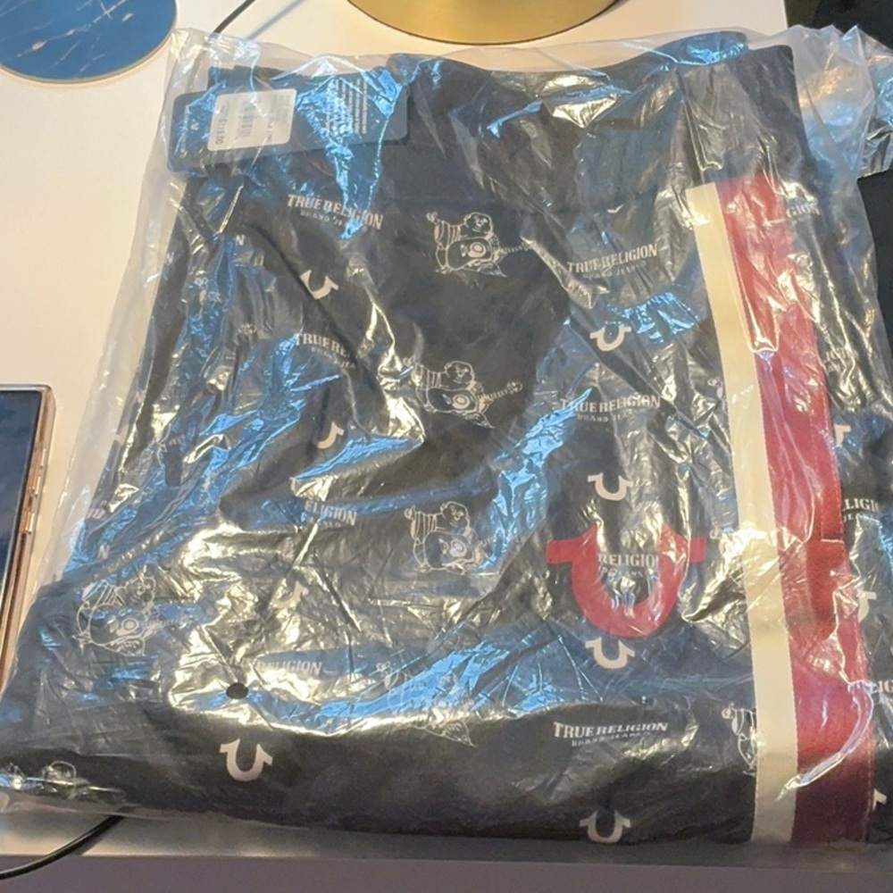 True Religion Black Hoodie with Red Accents